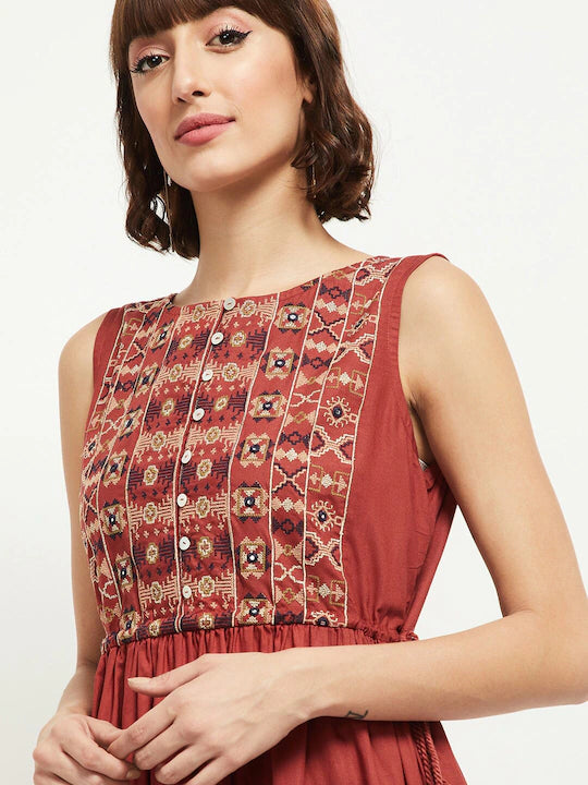 Viscose Rayon A-line Woven Dress