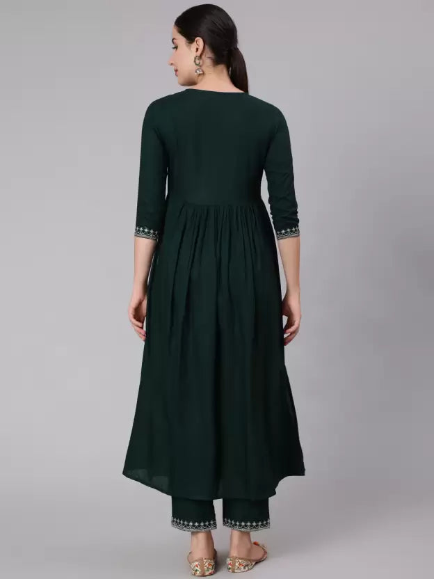 Women Viscose Rayon Nyra-cut Coral Kurta set