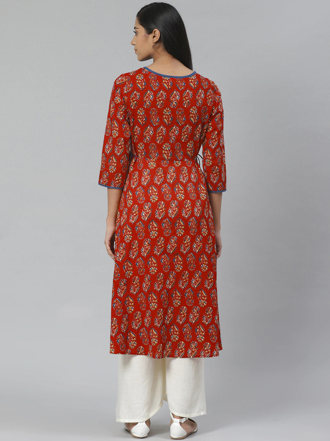 Women Rust Red & Orange Maternity Kurta