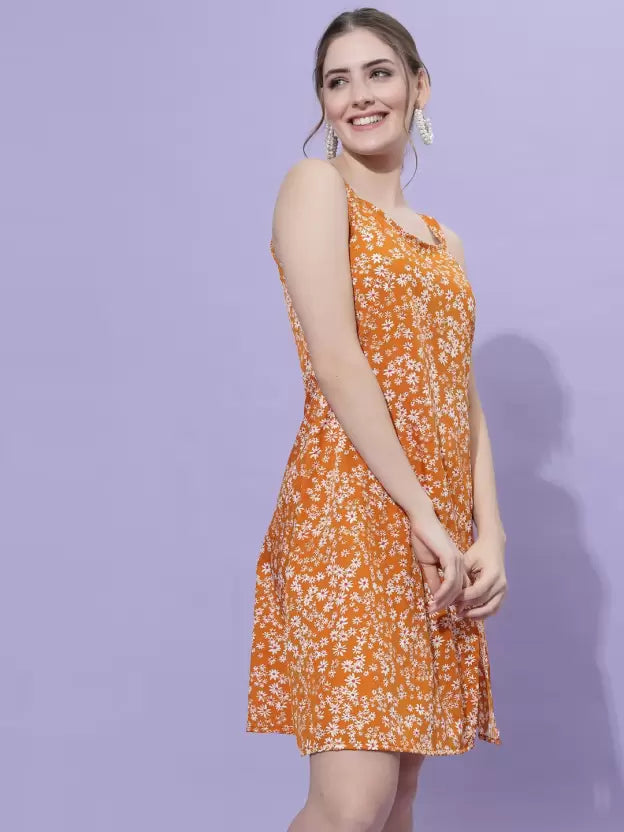 Women A line Orange Dress
