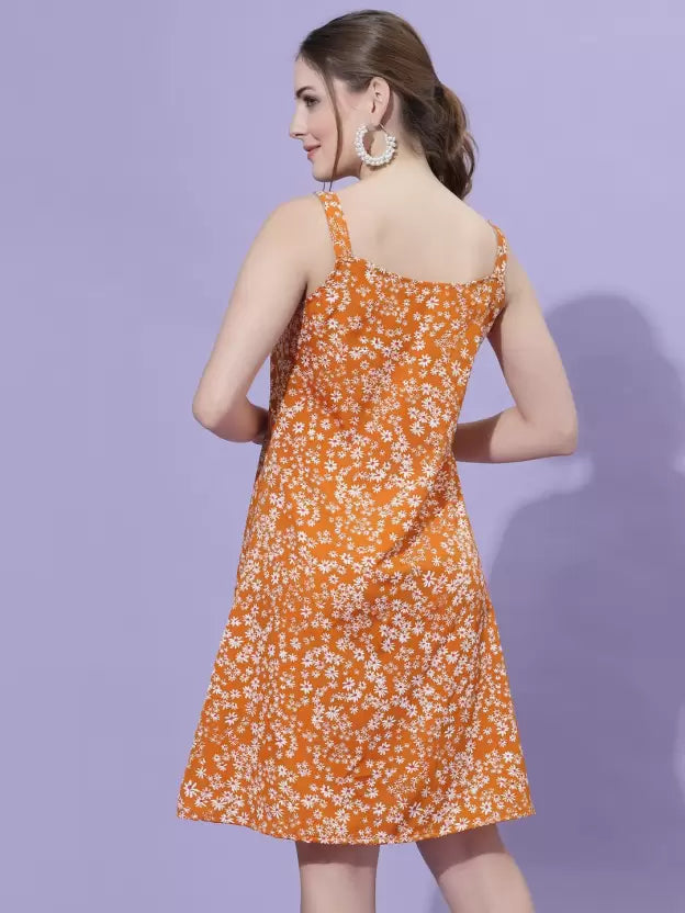 Women A line Orange Dress