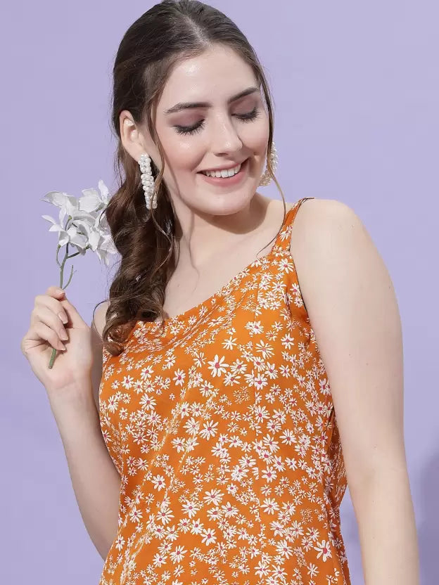 Women A line Orange Dress