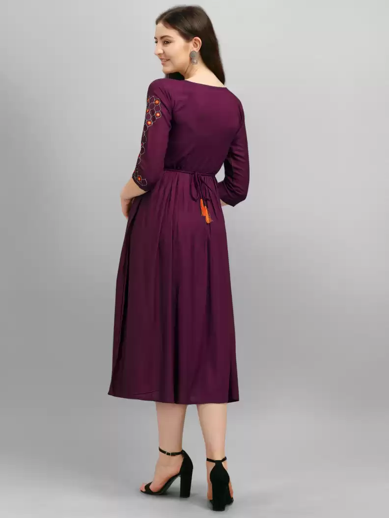 Women A-line Purple Dress