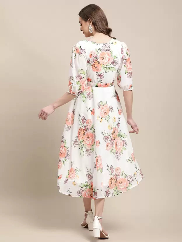 Women A-line White Dress