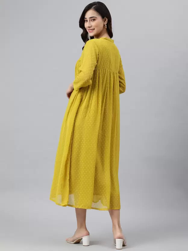Women A-line Yellow Dress