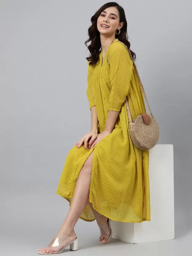 Women A-line Yellow Dress