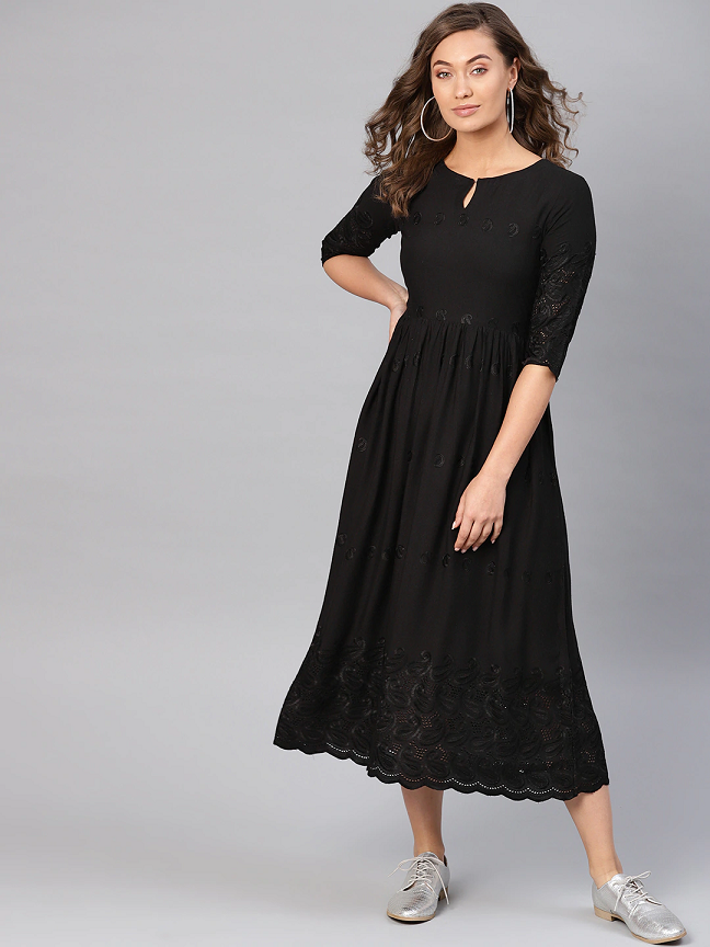 Women Black A-Line Dress