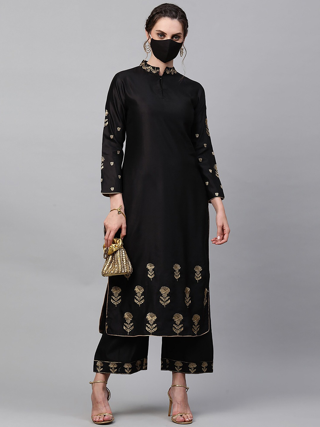 Women Black Ethnic Motifs Kurta Set