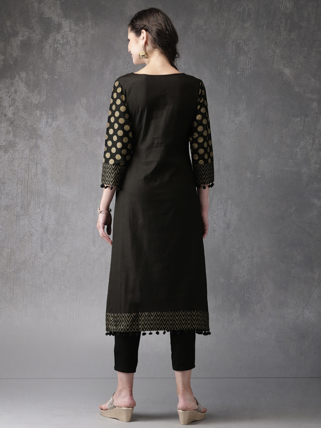 Women Black Printed Kurta Set