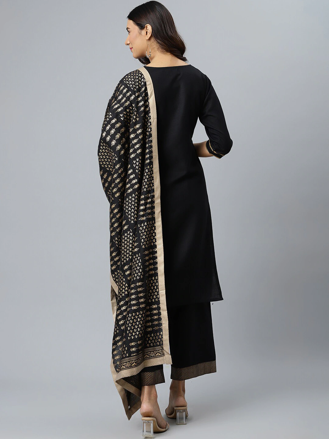 Women Black Pure Cotton Kurta Set