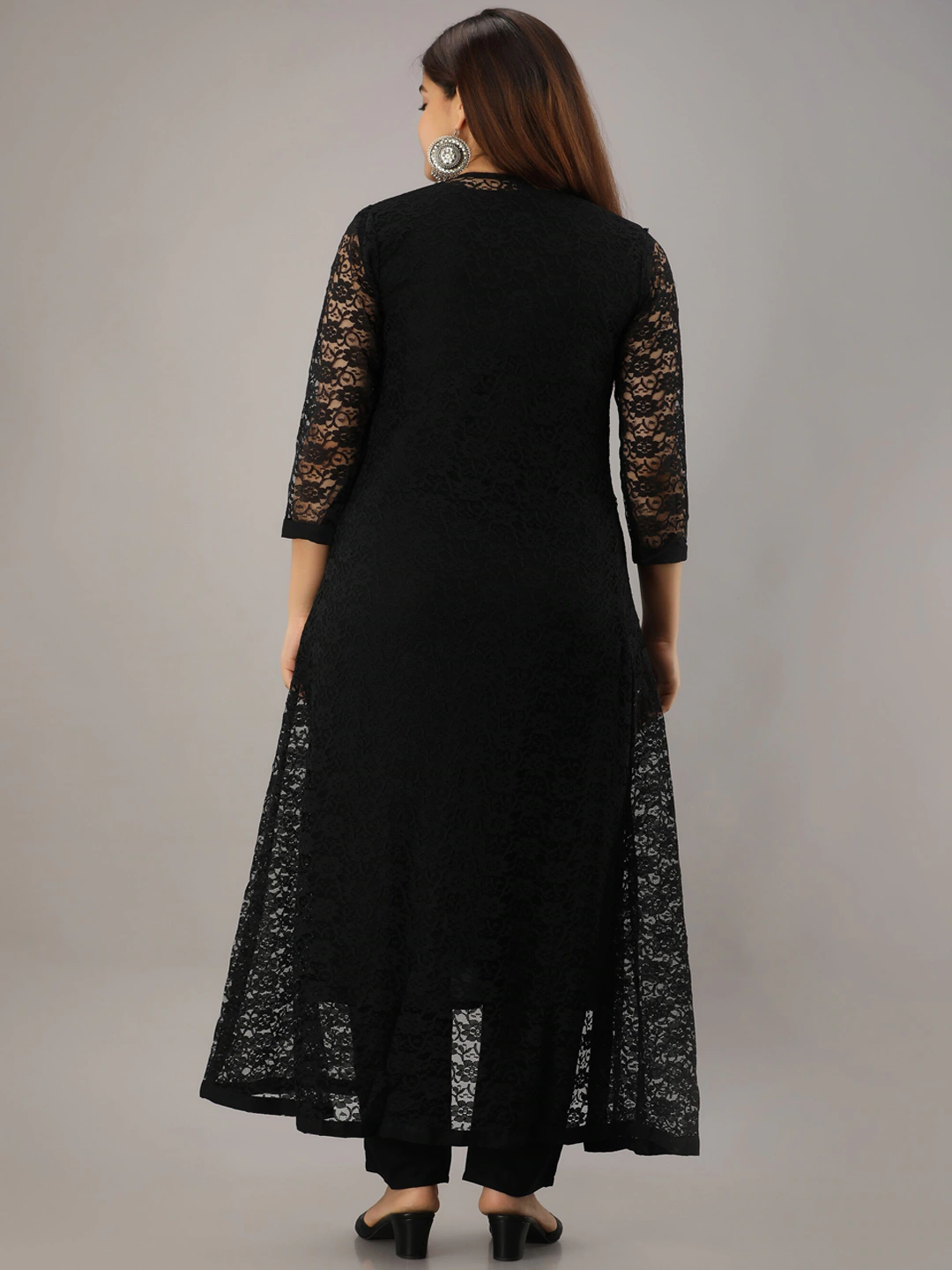Women Black Kurta Set & Jacket