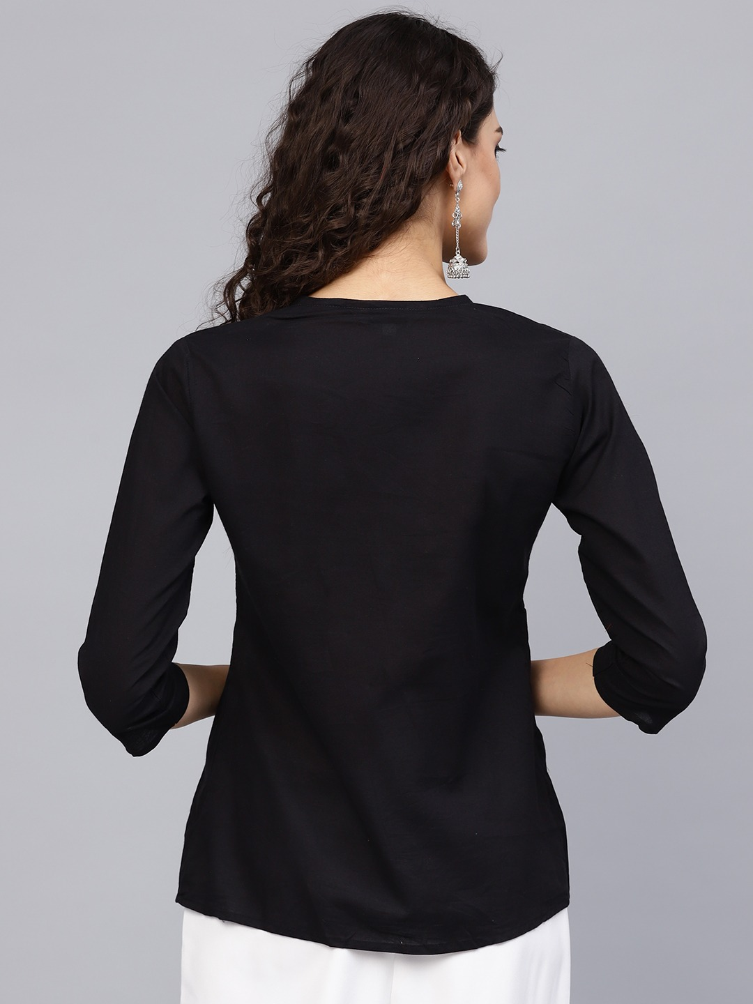 Women Black Self Design Top