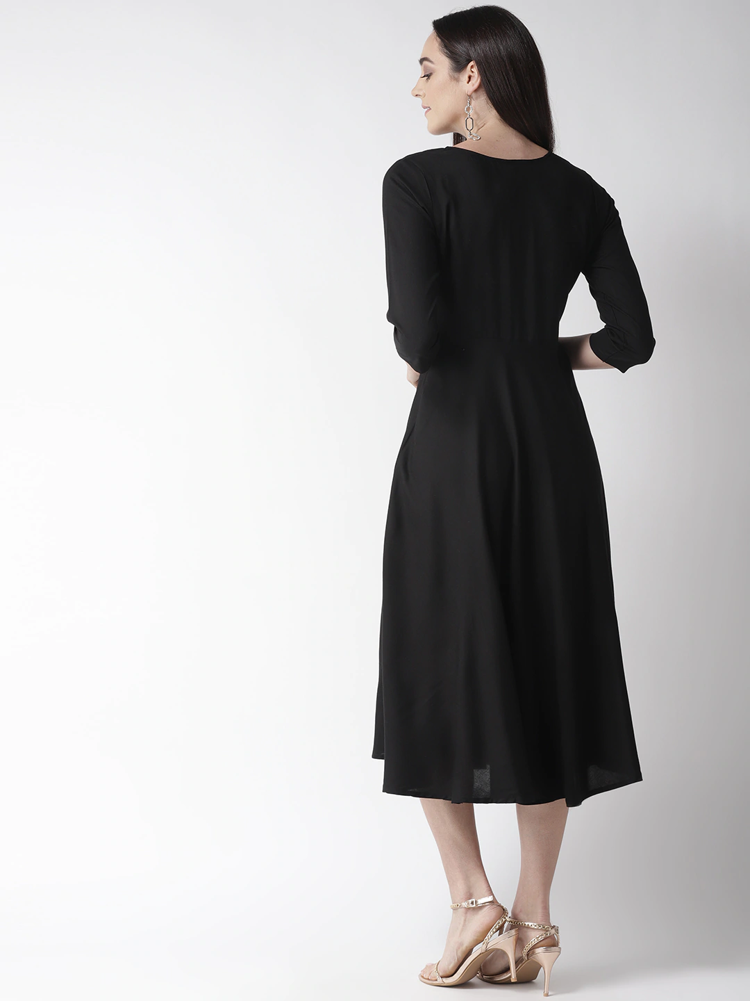 Women Black Solid A-Line Dress