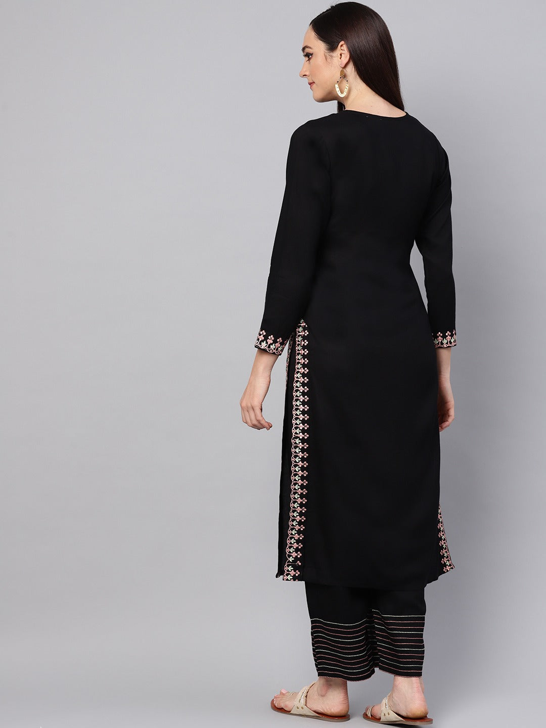 Women Black Yoke Design Kurta Set