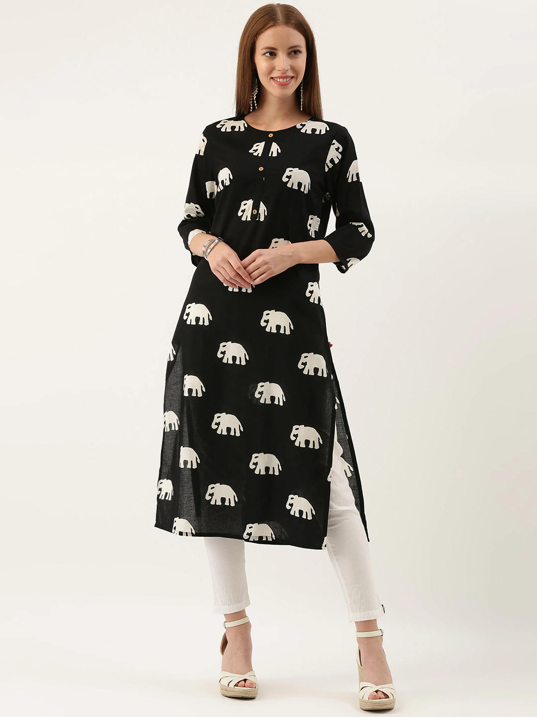 Women Black Printed Kurta Top