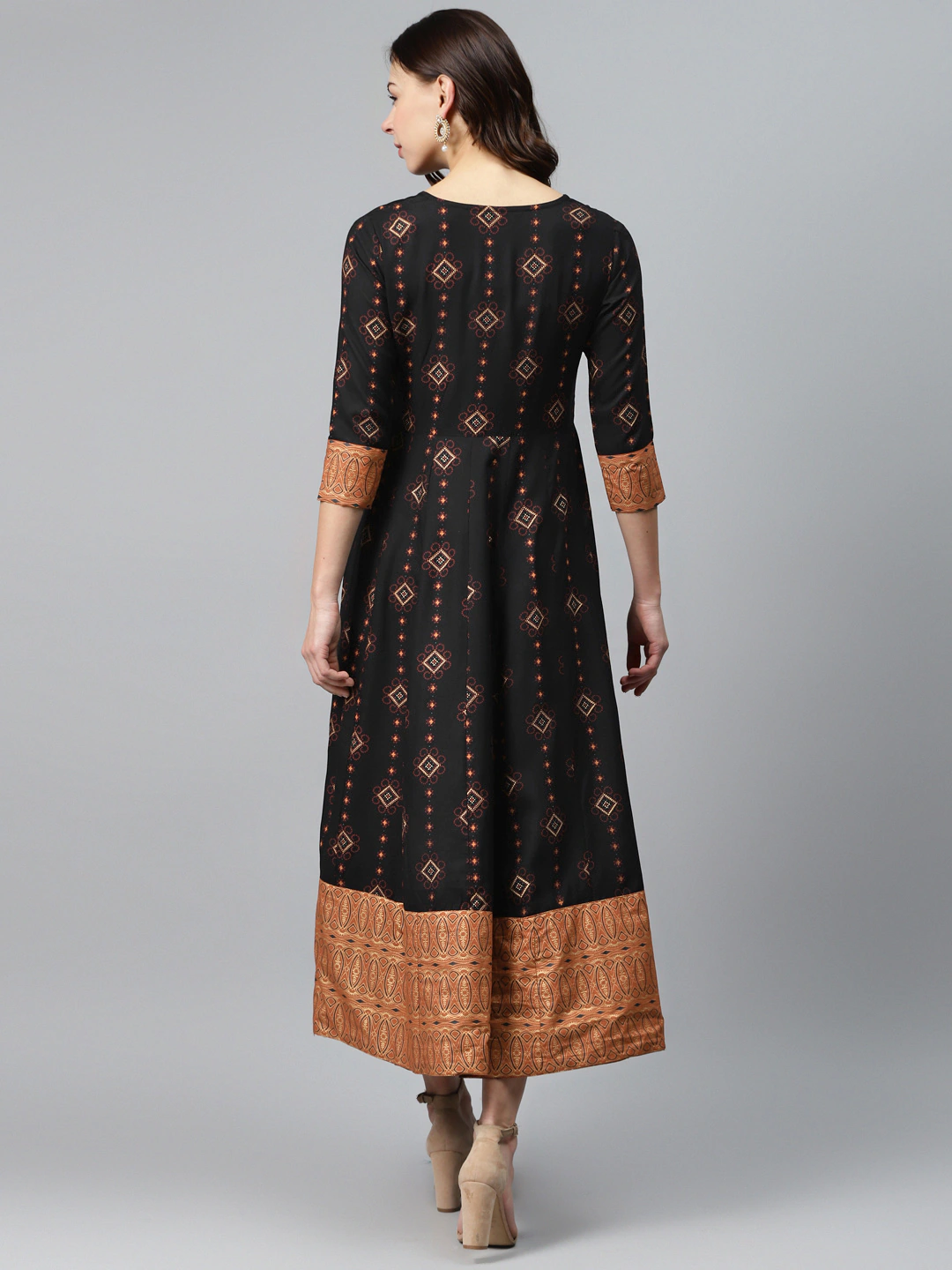 Women Black & Rust Maxi Dress