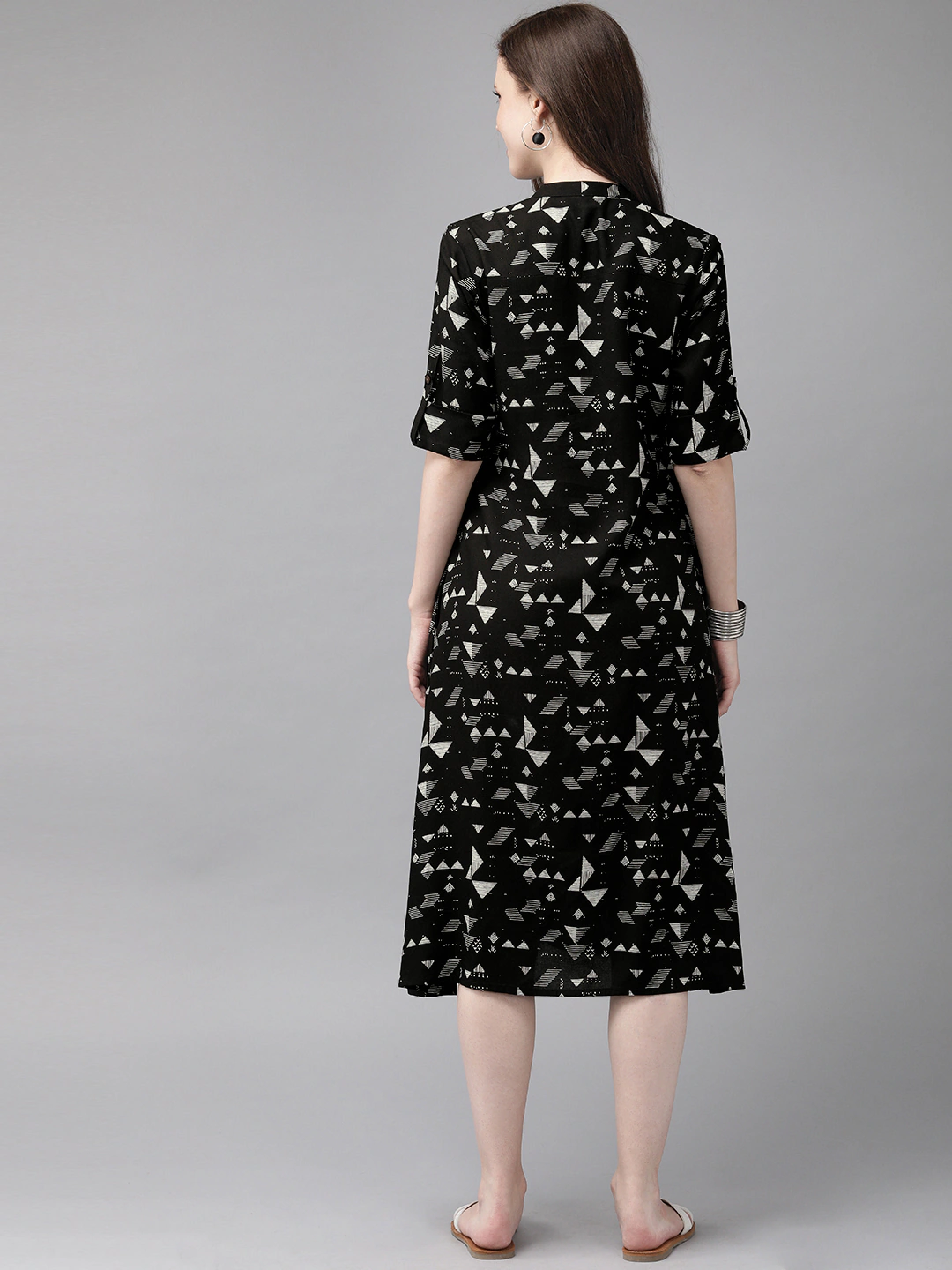 Women Black & White Printed Kurta