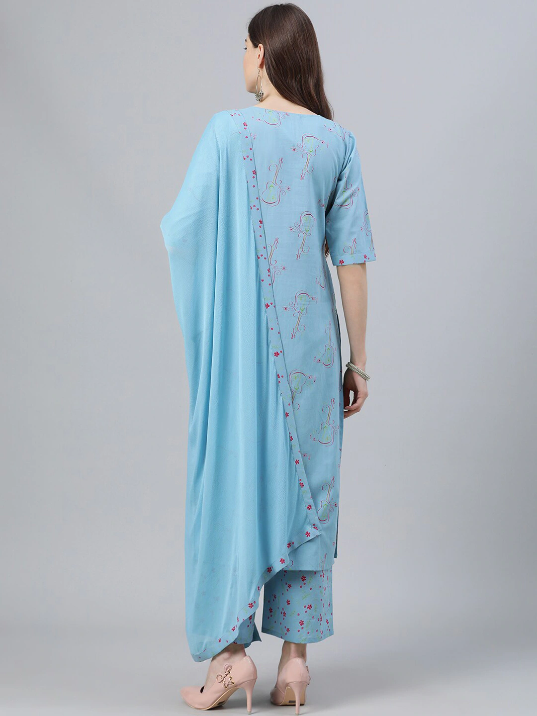Women Blue Printed Kurta Set