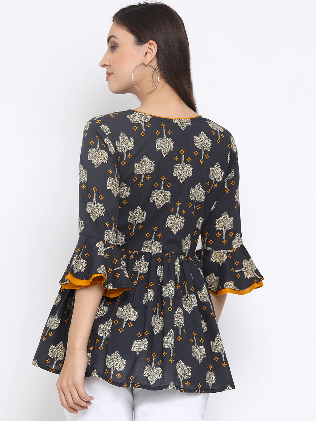 Women Blue Printed Peplum Top