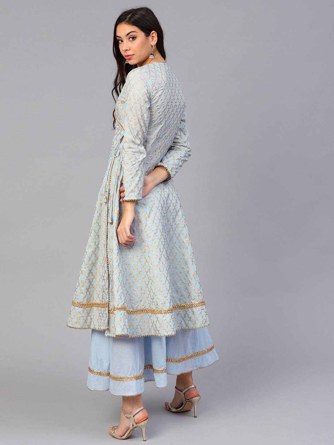 Women Blue & Golden Printed Kurta Set