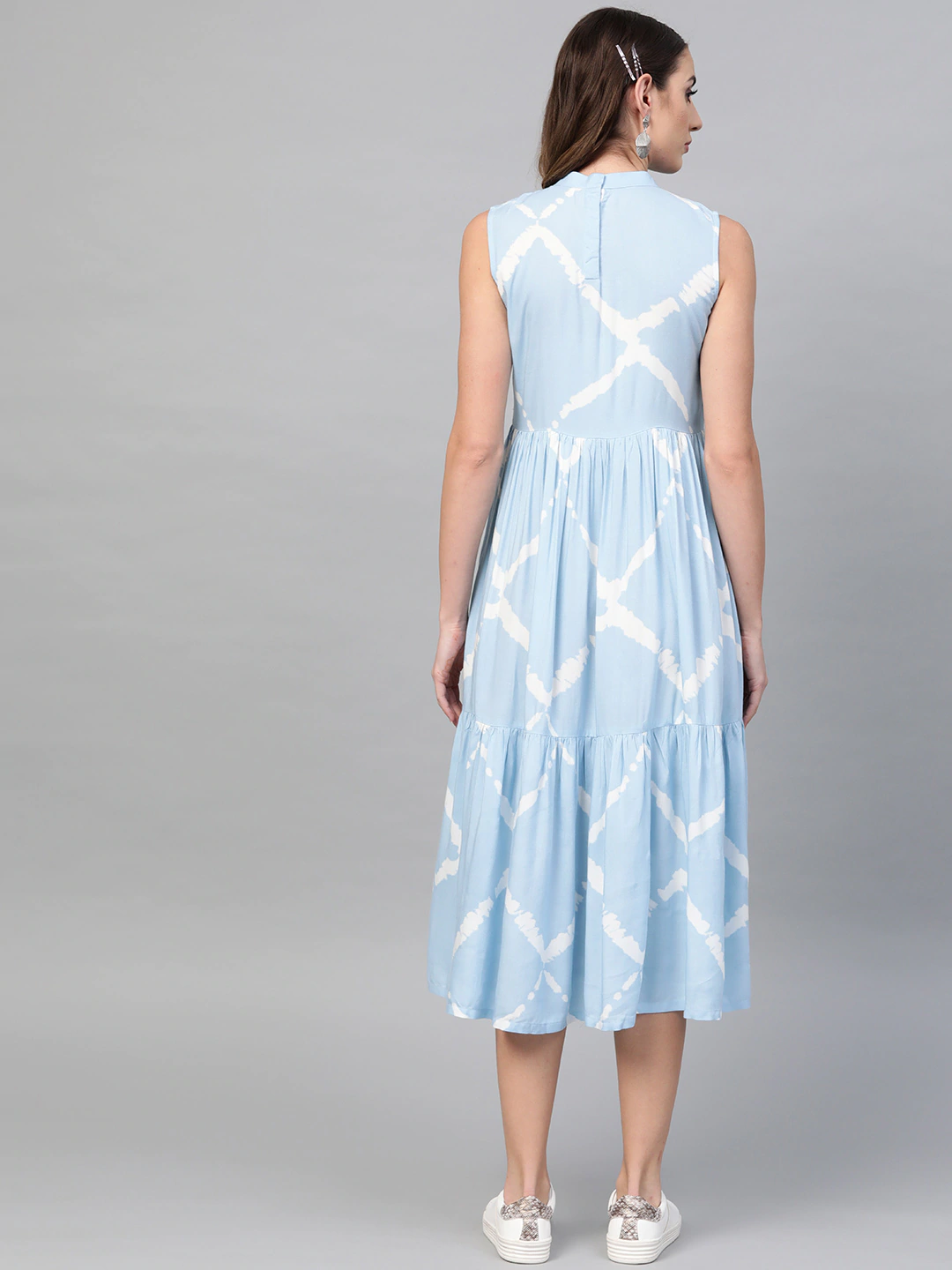Women Blue Printed A-Line Dress
