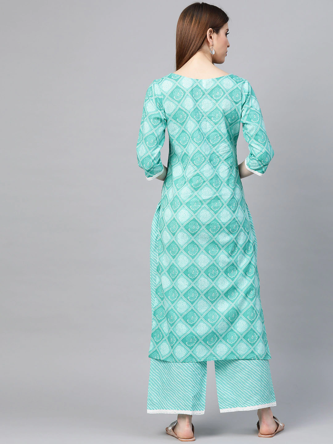 Women Blue & White Kurta & Palazzos