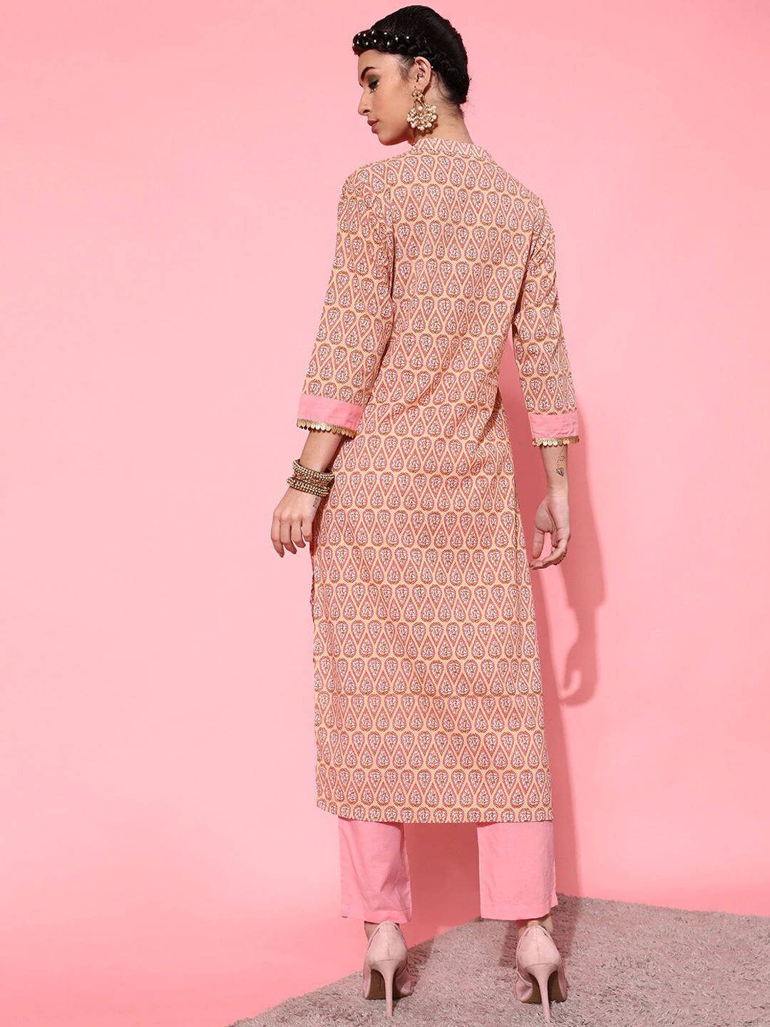 Women Brown Ethnic Motifs Printed Kurta Set