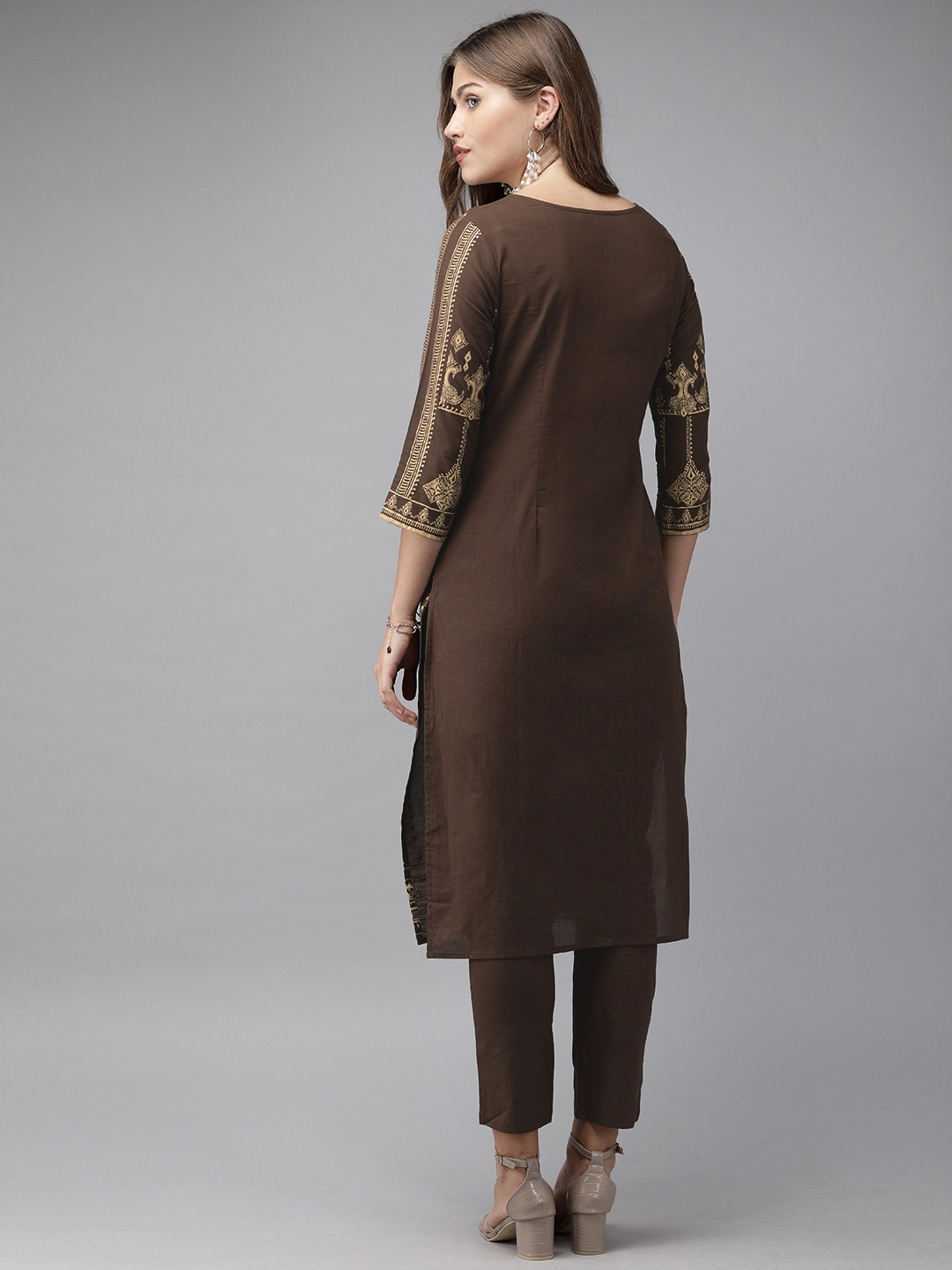 Women Brown & Beige Kurta Set