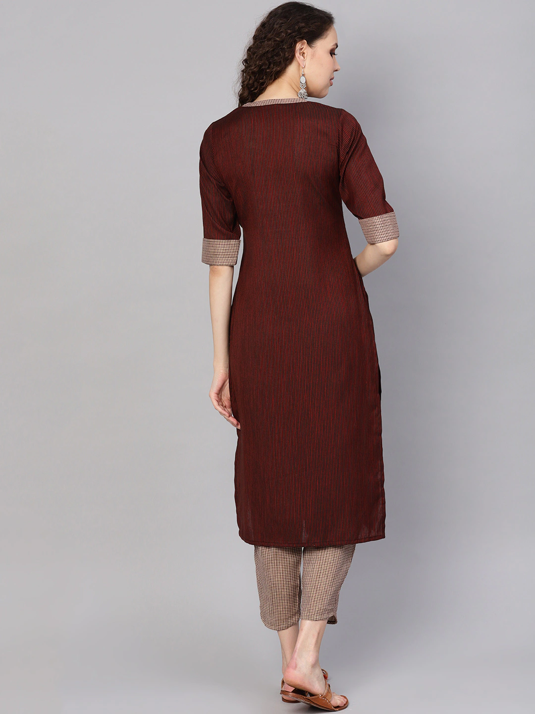 Women Brown & Maroon Kurta Set