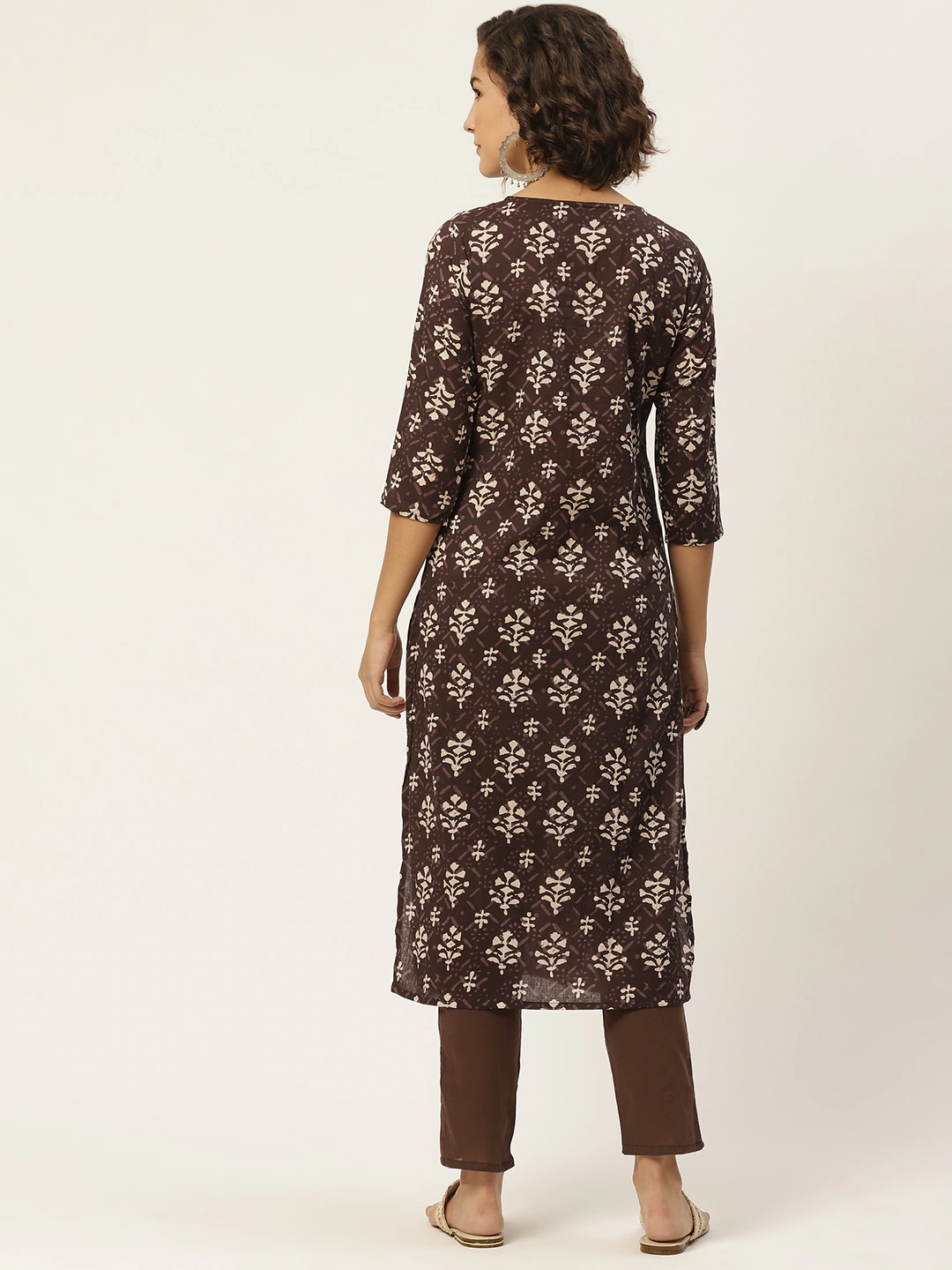 Women Brown Ethnic Printed Kurta Set
