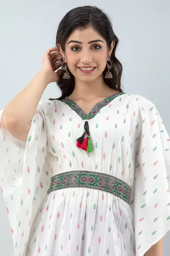 Women Cotton Kaftan White