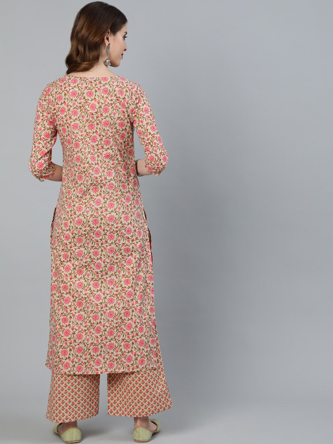 Women Cream-Coloured Floral Printed Kurta Set