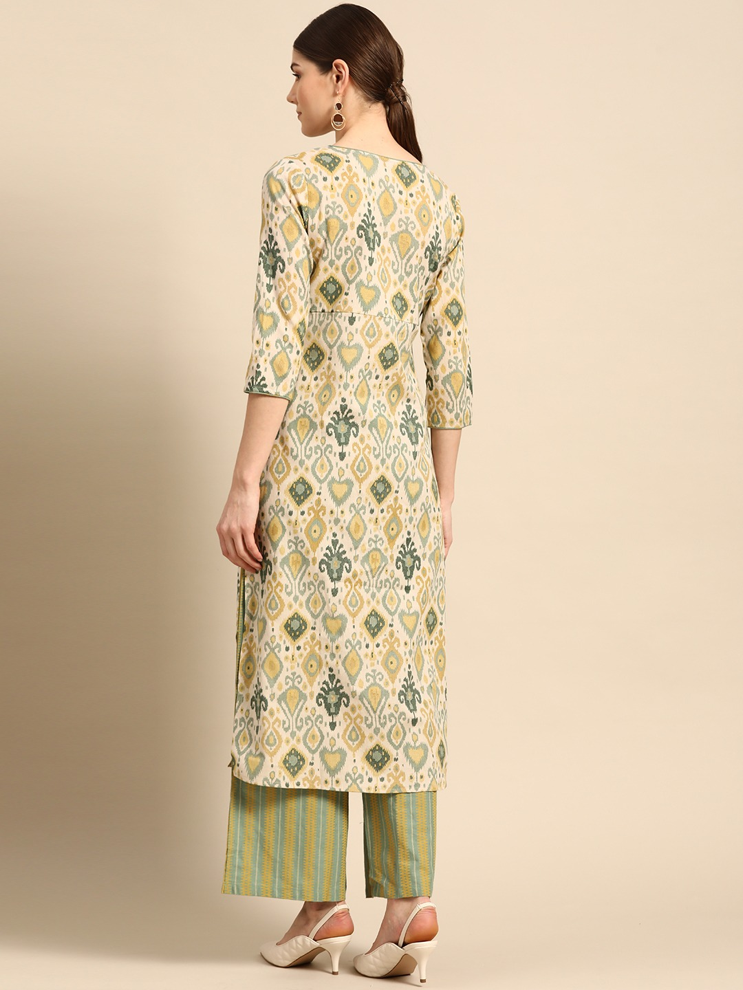 Women Green Printed Kurta with Palazzos