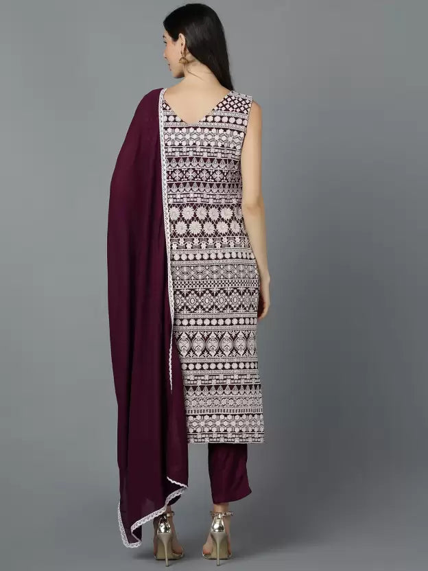 Women Embroidered Georgette Kurta set