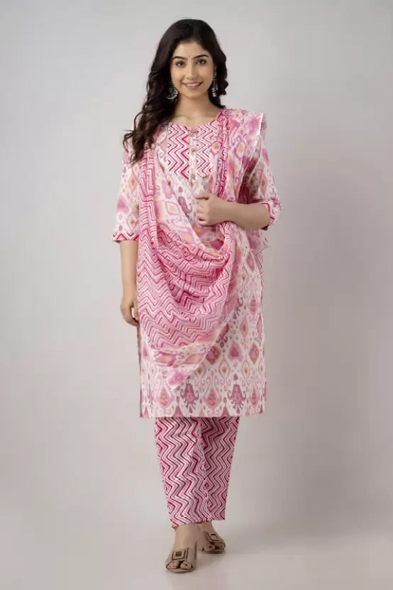 Women Fashion Floral Print Kurta Salwar & Dupatta Set