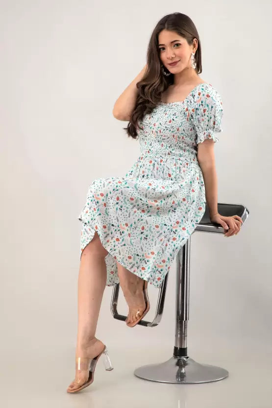 Women Fit and Flare Multicolor Dress