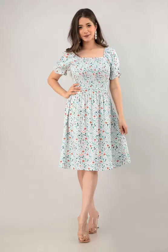 Women Fit and Flare Multicolor Dress