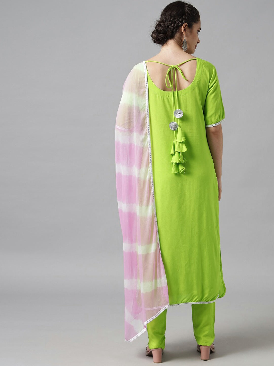 Women Green Solid Pure Cotton Kurta Set