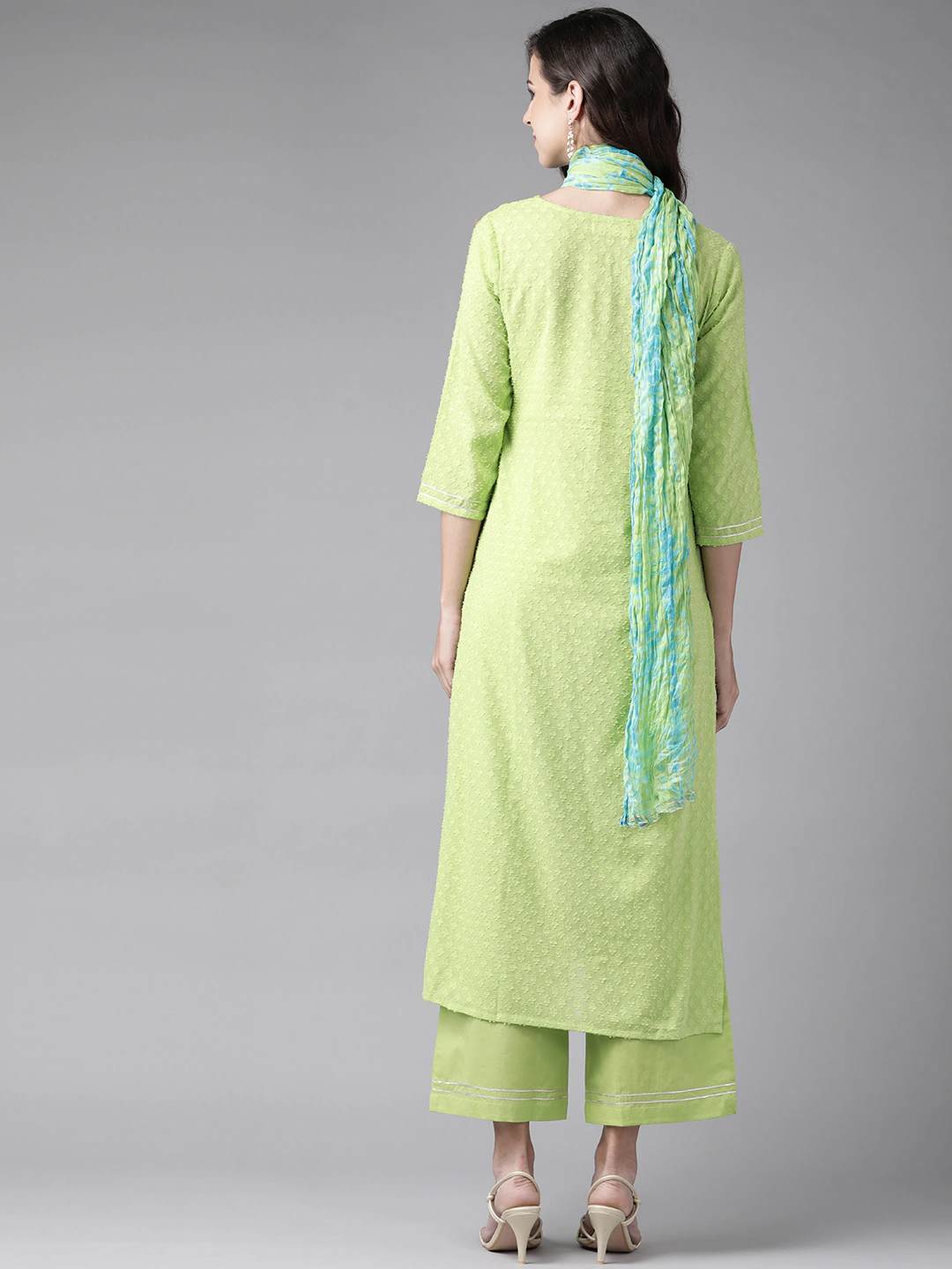 Women Green Cotton Kurta Set