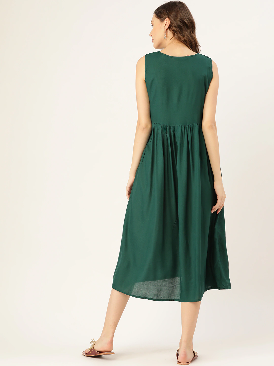 Women Green Embroidered Dress