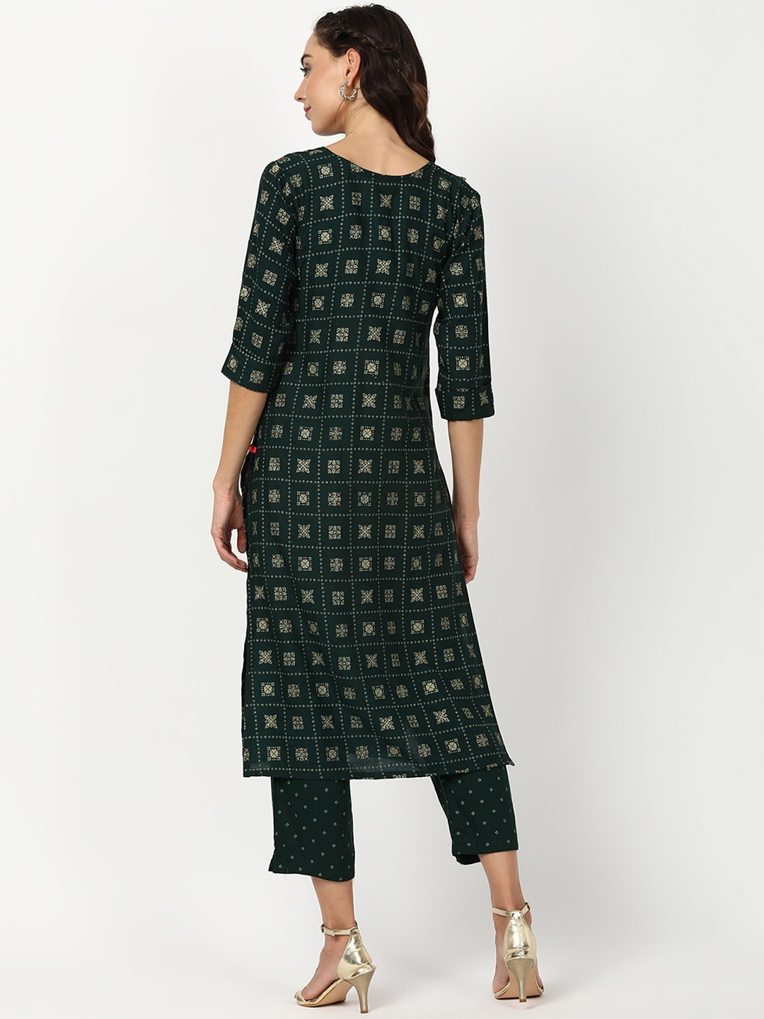 Women Dark Green Ethnic Kurta Set