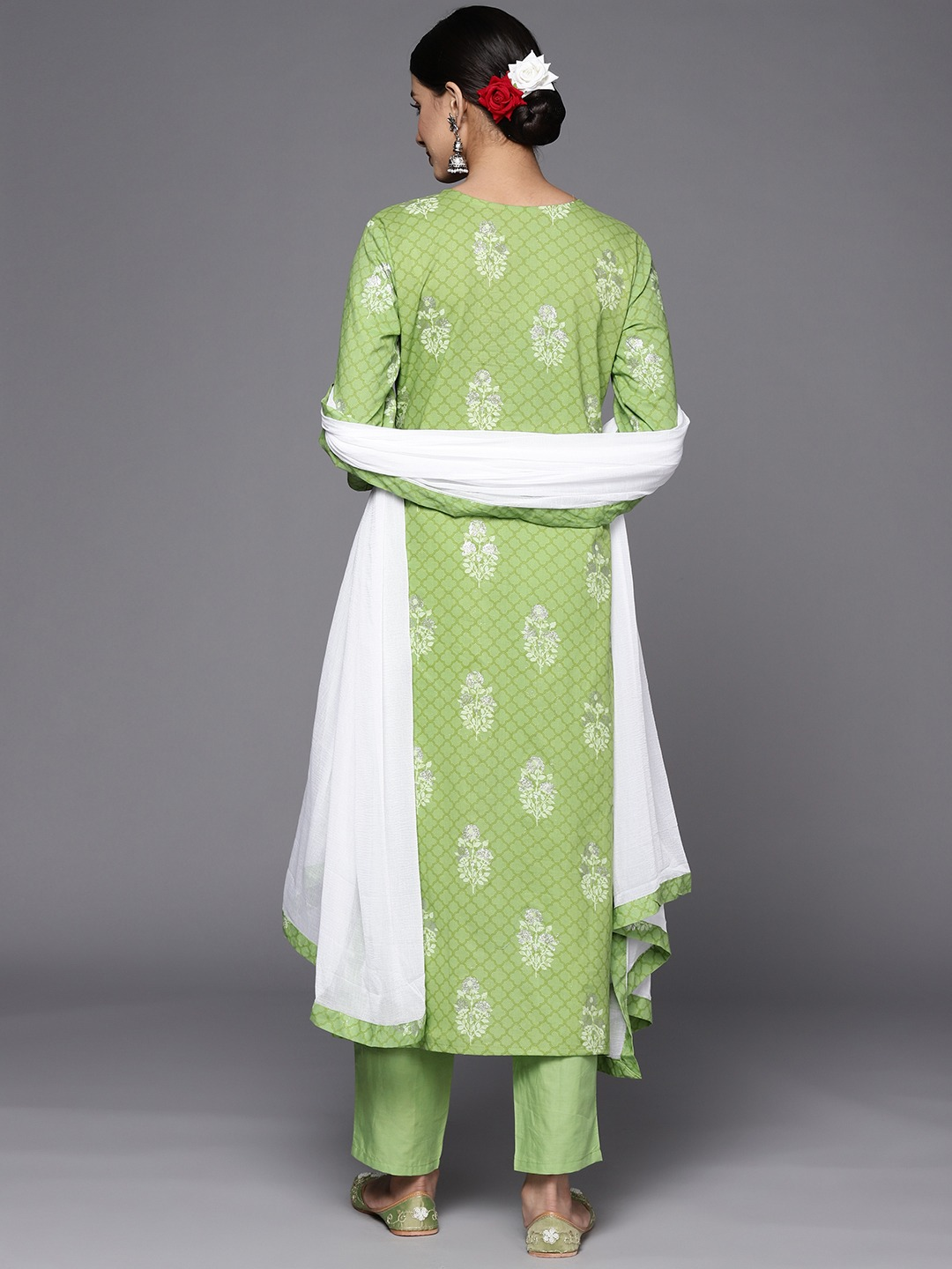 Women Green Floral Printed Kurta Set
