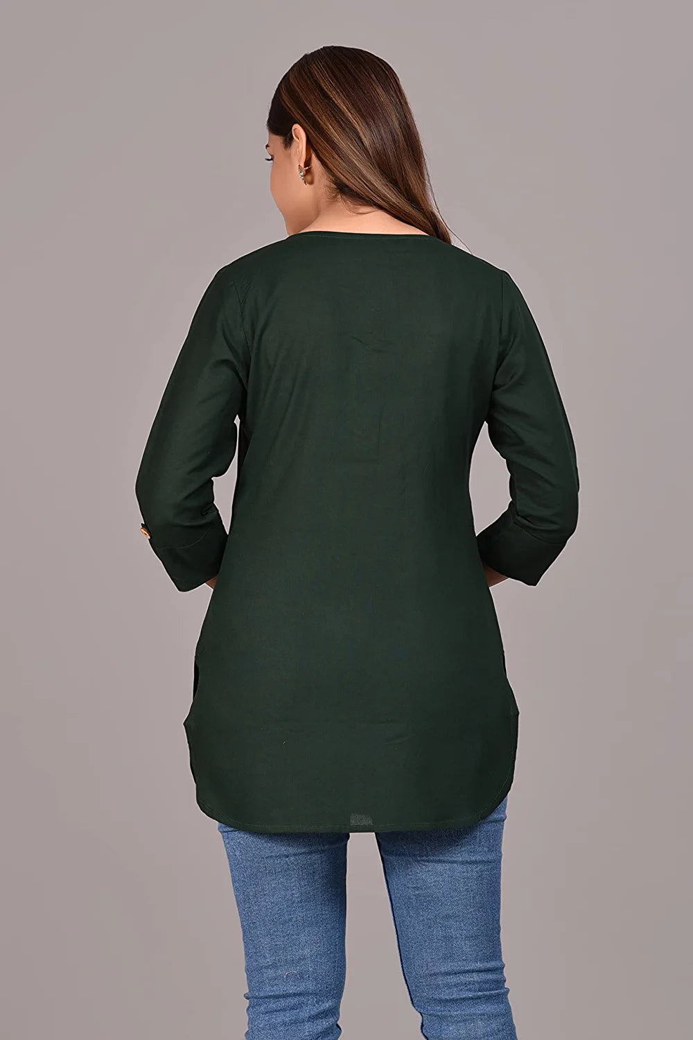 Women Plain Rayon Buttoned Top