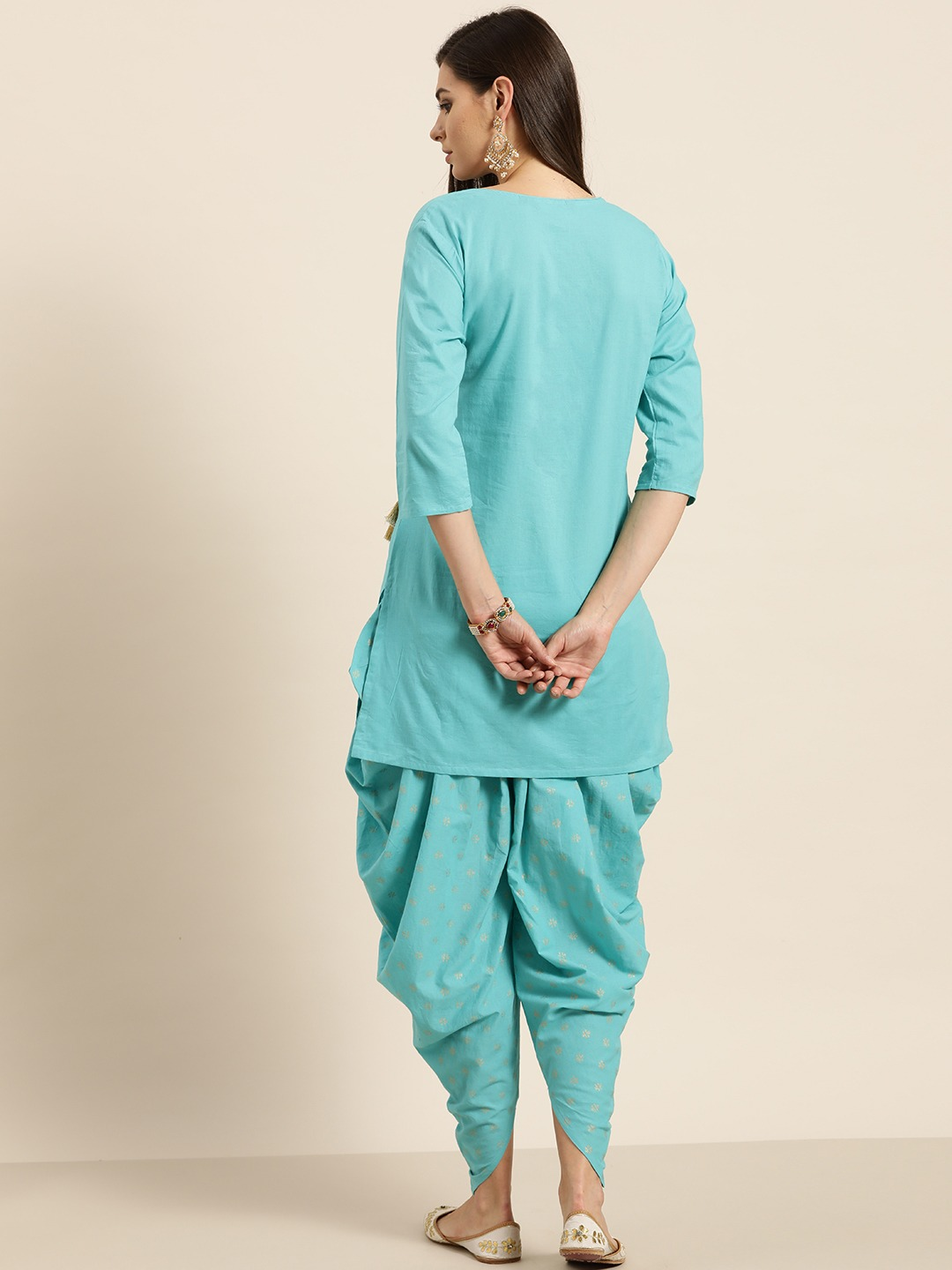 Women Green Solid Pure Cotton Kurta Set