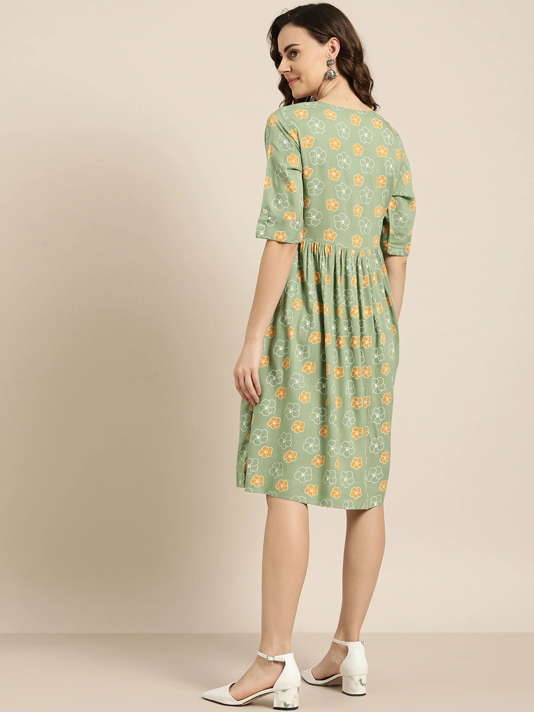 Women Green & Yellow Dress