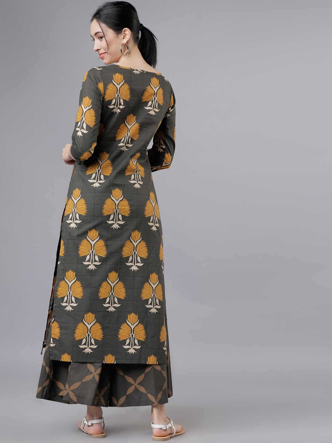 Women Green & Mustard Yellow Kurta Set