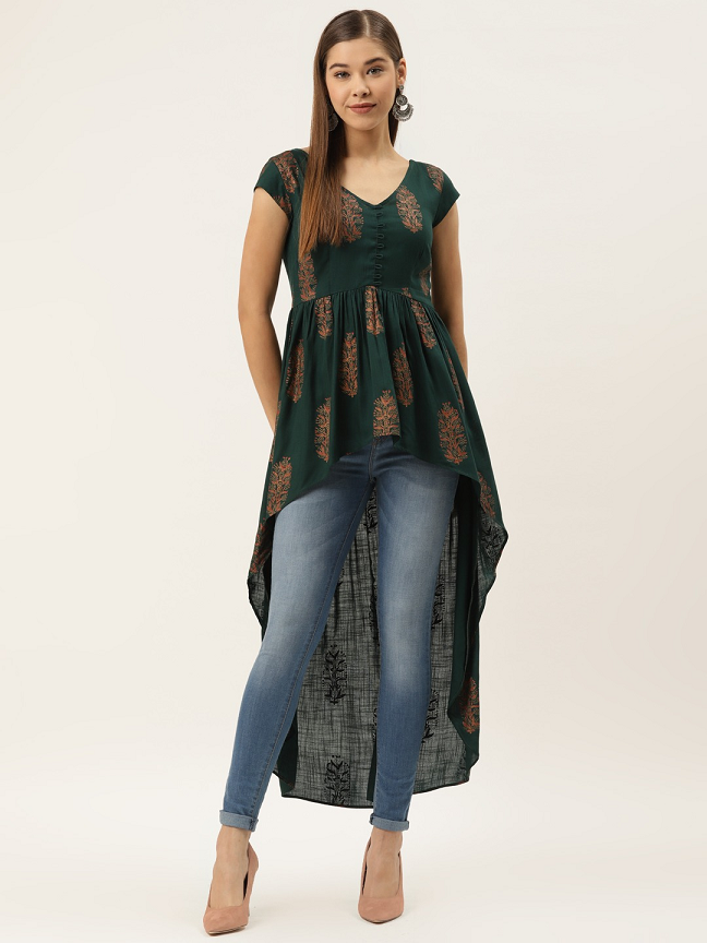 Women Printed High-Low Tunic Top