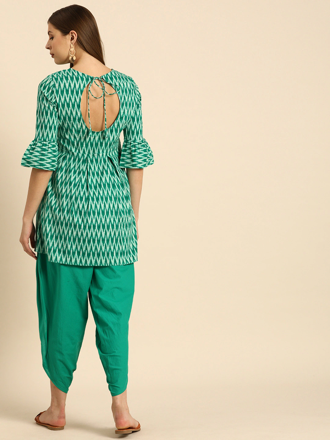 Women Green & White Printed Kurta Set