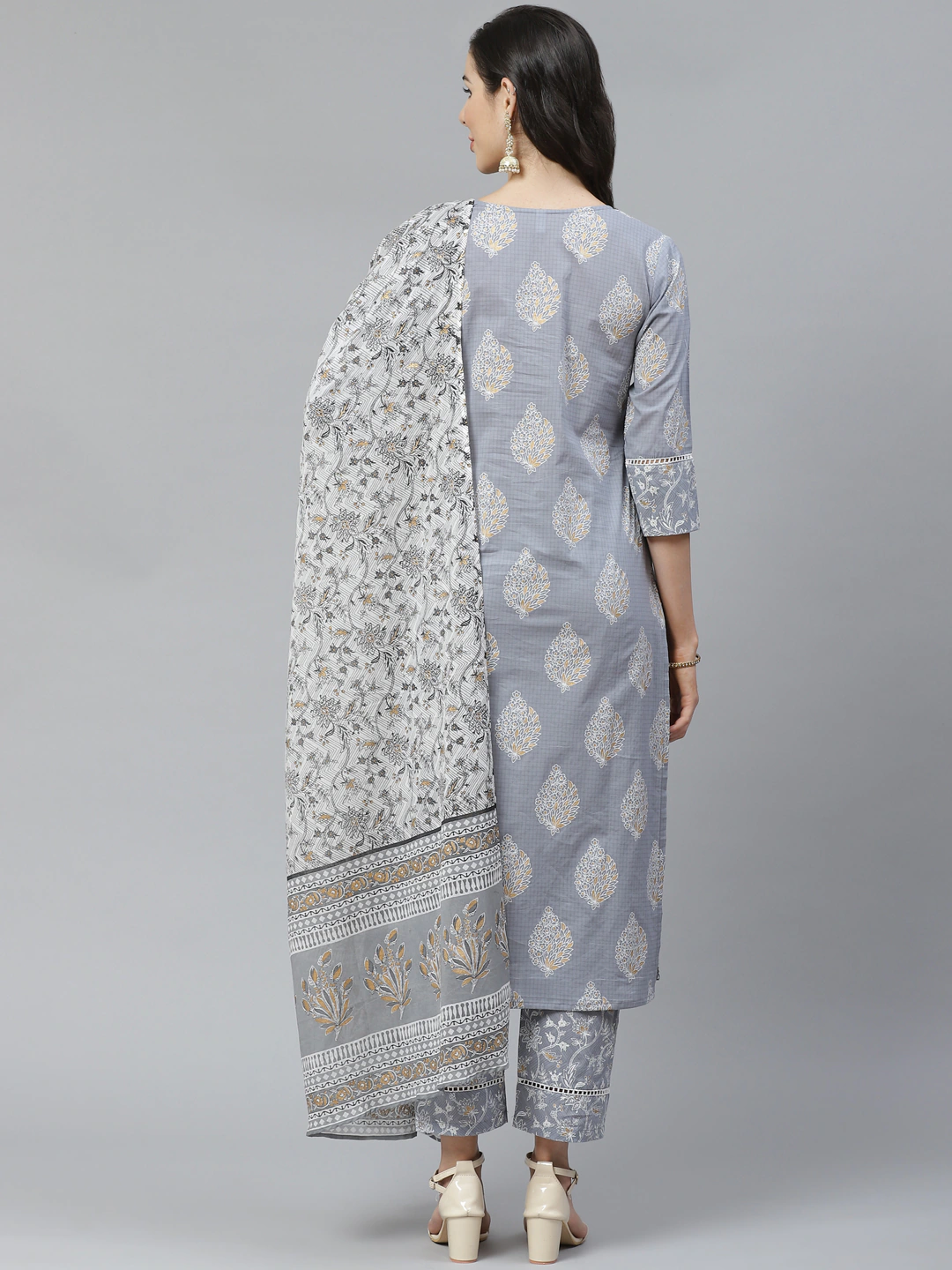 Women Grey Pure Cotton Kurta Set