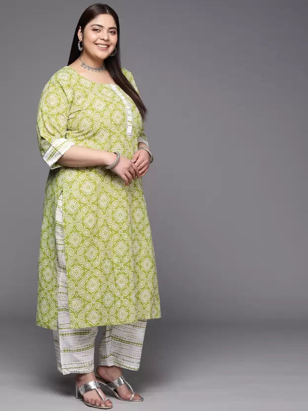 Women Kurta Pant And Dupatta Set Cotton Blend